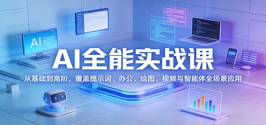 AI全能实战课：从基础到高阶，覆盖提示词、办公、绘图、视频与智能体全场景应用-资源宝库