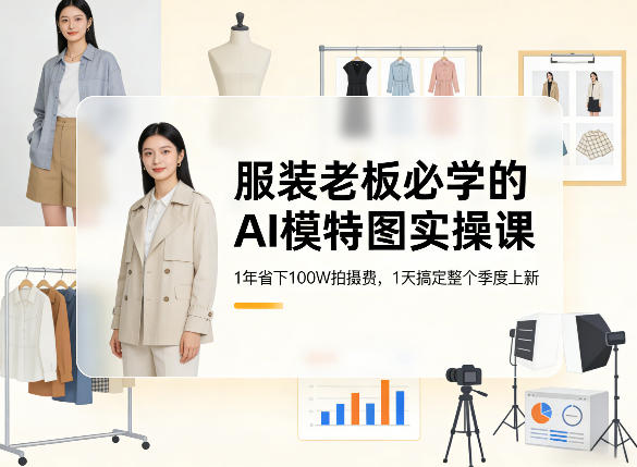 服装老板必学的AI模特图实操课，1年省下100W拍摄费，1天搞定整个季度上新-资源宝库