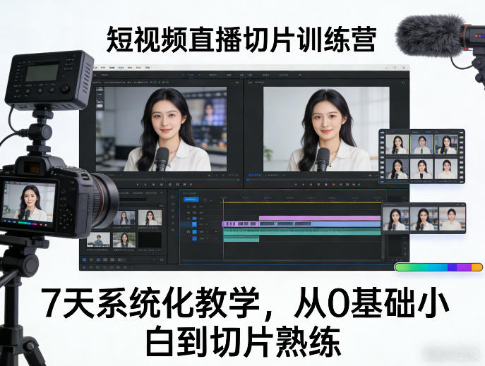 短视频直播切片训练营，7天系统化教学，从0基础小白到切片熟练-资源宝库