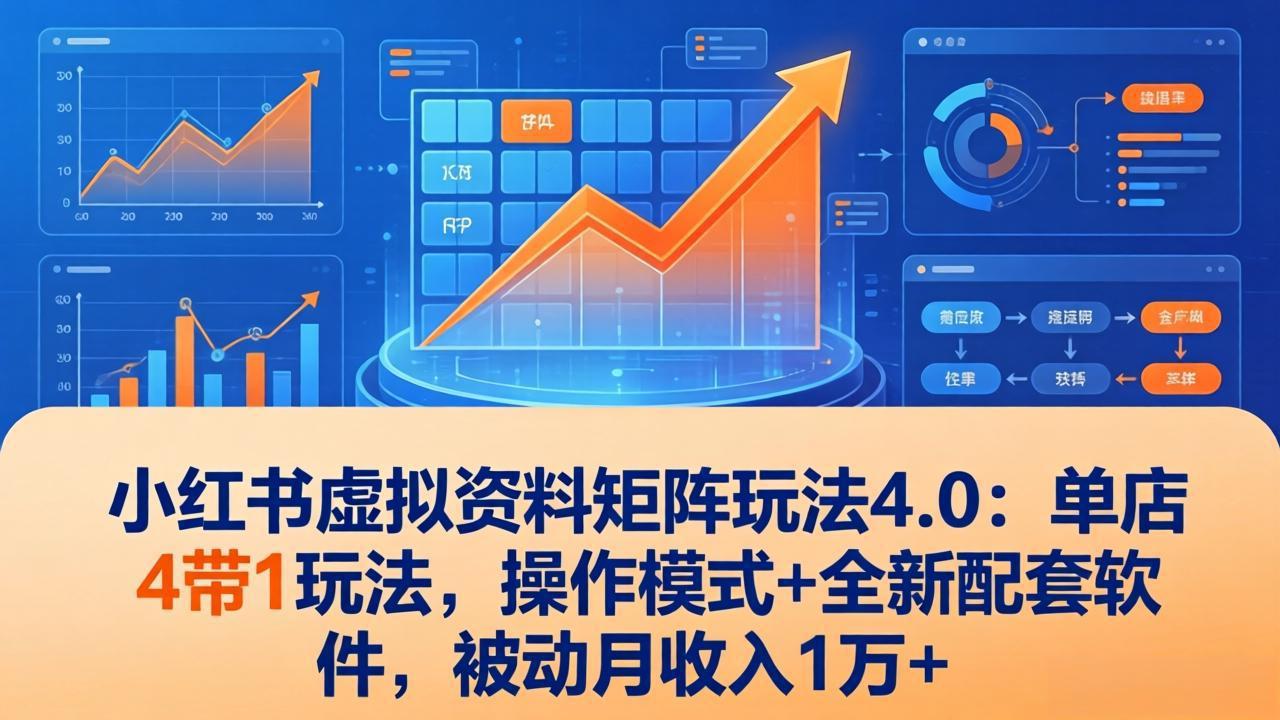 小红书虚拟资料矩阵玩法4.0:单店4带1玩法,操作模式+全新配套软件,被动月收入1万+-资源宝库