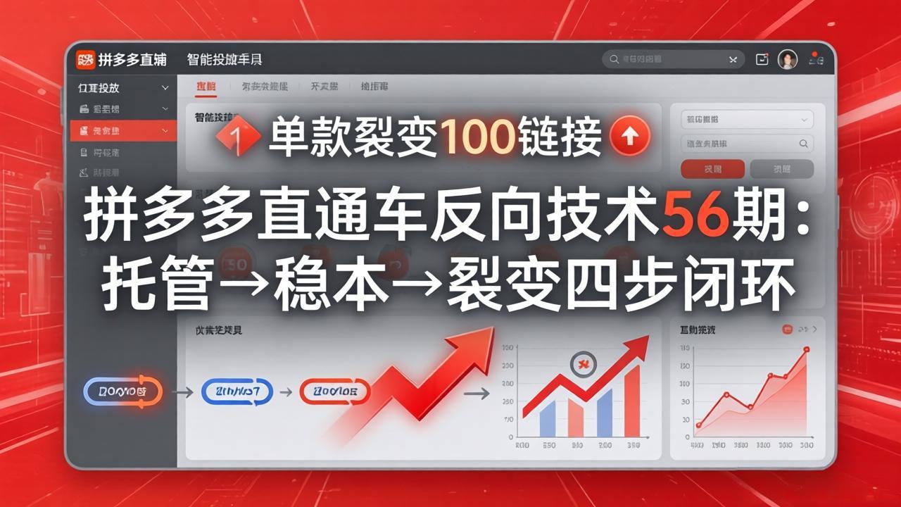 拼多多直通车反向技术56期:托管→稳本→裂变四步闭环,单款裂变100链接抢占核心流量-资源宝库