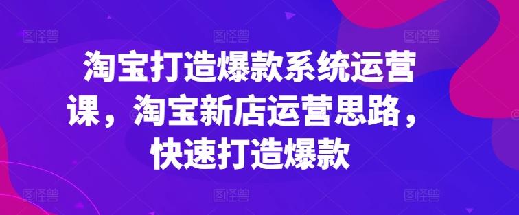 淘宝打造爆款系统运营课，淘宝新店运营思路，快速打造爆款-资源宝库