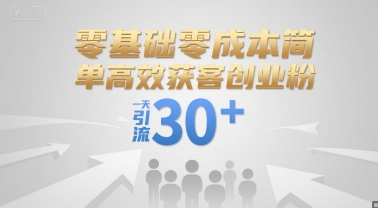 零基础零成本简单高效获客创业粉，一天引流30+-资源宝库