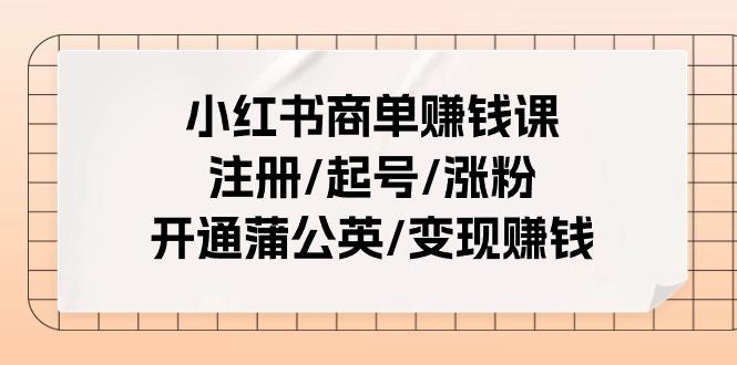 小红书商单赚钱课：注册/起号/涨粉/开通蒲公英/变现赚钱(25节课)-资源宝库