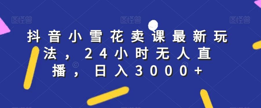 抖音小雪花卖课最新玩法，24小时无人直播，日入3000+【揭秘】-资源宝库