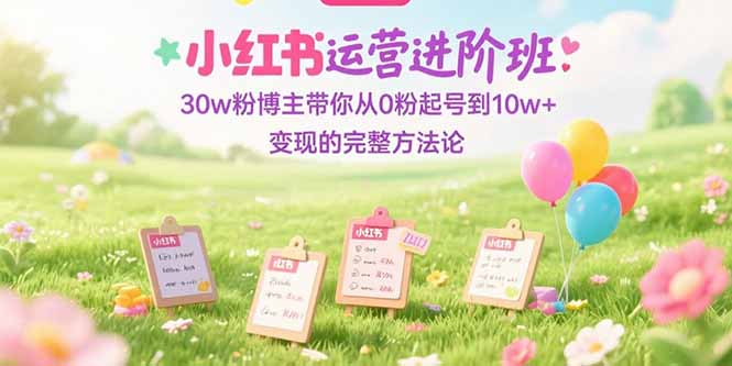小红书运营进阶班:30w粉博主带你从0粉起号到10w+变现的完整方法论-资源宝库