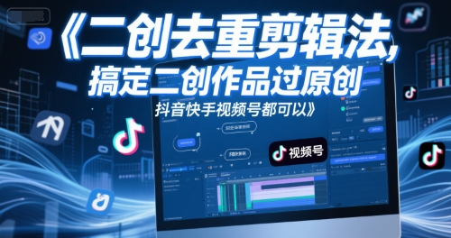 短视频二创去重剪辑法，搞定二创作品过原创，抖音快手视频号都可以-资源宝库