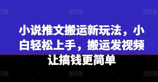 小说推文搬运新玩法，小白轻松上手，搬运发视频让搞钱更简单-资源宝库