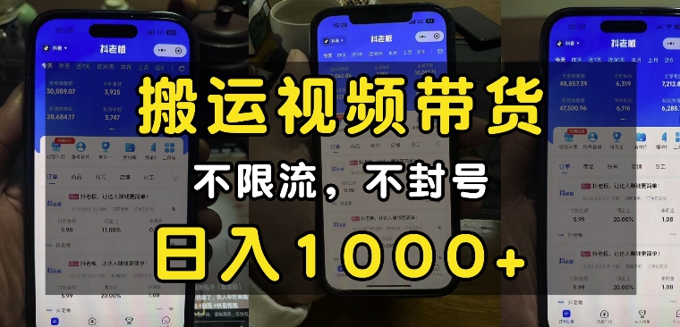 “小白必看”搬运视频带货玩法,不限流,不封号,纯自然流,日入1k-资源宝库