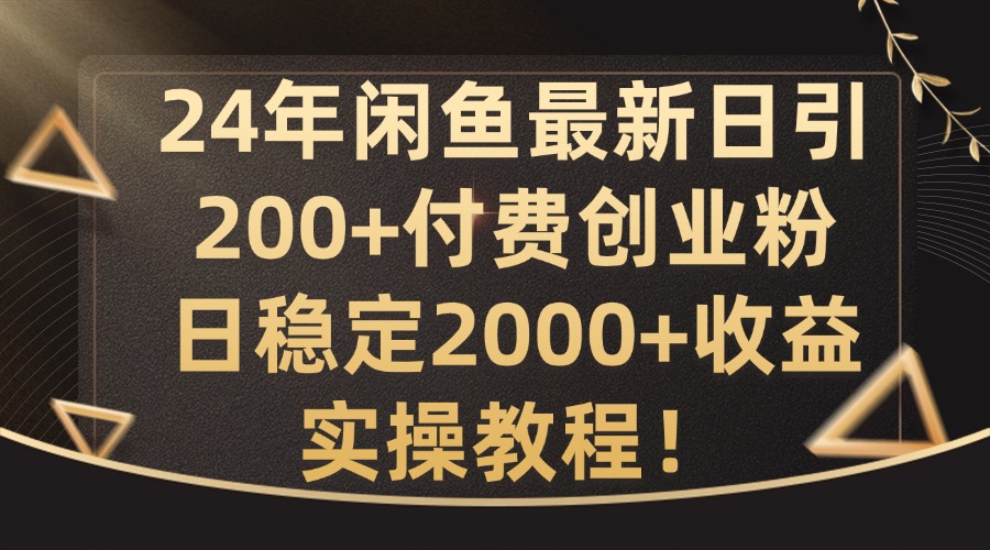 24年闲鱼最新日引200+付费创业粉日稳2000+收益，实操教程【揭秘】-资源宝库