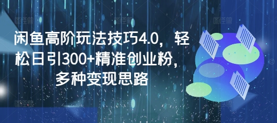 闲鱼高阶玩法技巧4.0,轻松日引300+精准创业粉,多种变现思路-资源宝库