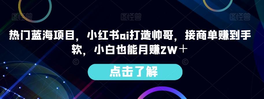 热门蓝海项目，小红书ai打造帅哥，接商单赚到手软，小白也能月赚2W＋-资源宝库