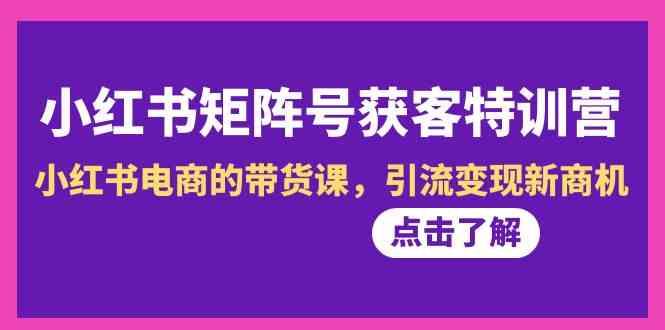 小红书矩阵号获客特训营-第10期，小红书电商的带货课，引流变现新商机-资源宝库