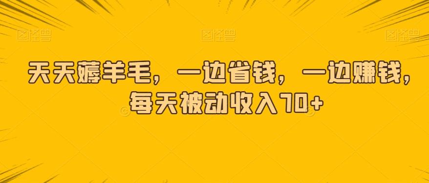 天天薅羊毛，一边省钱，一边赚钱，每天被动收入70+-资源宝库