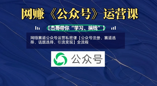 网创赛道公众号运营私密课【公众号注册、赛道选择、话题选择、引流变现】全流程-资源宝库