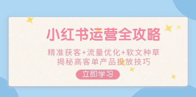 小红书运营全攻略,精准获客+流量优化+软文种草,揭秘高客单产品投放技巧-资源宝库