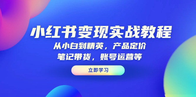 小红书变现实战教程:从小白到精英,产品定价,笔记带货,账号运营等-资源宝库