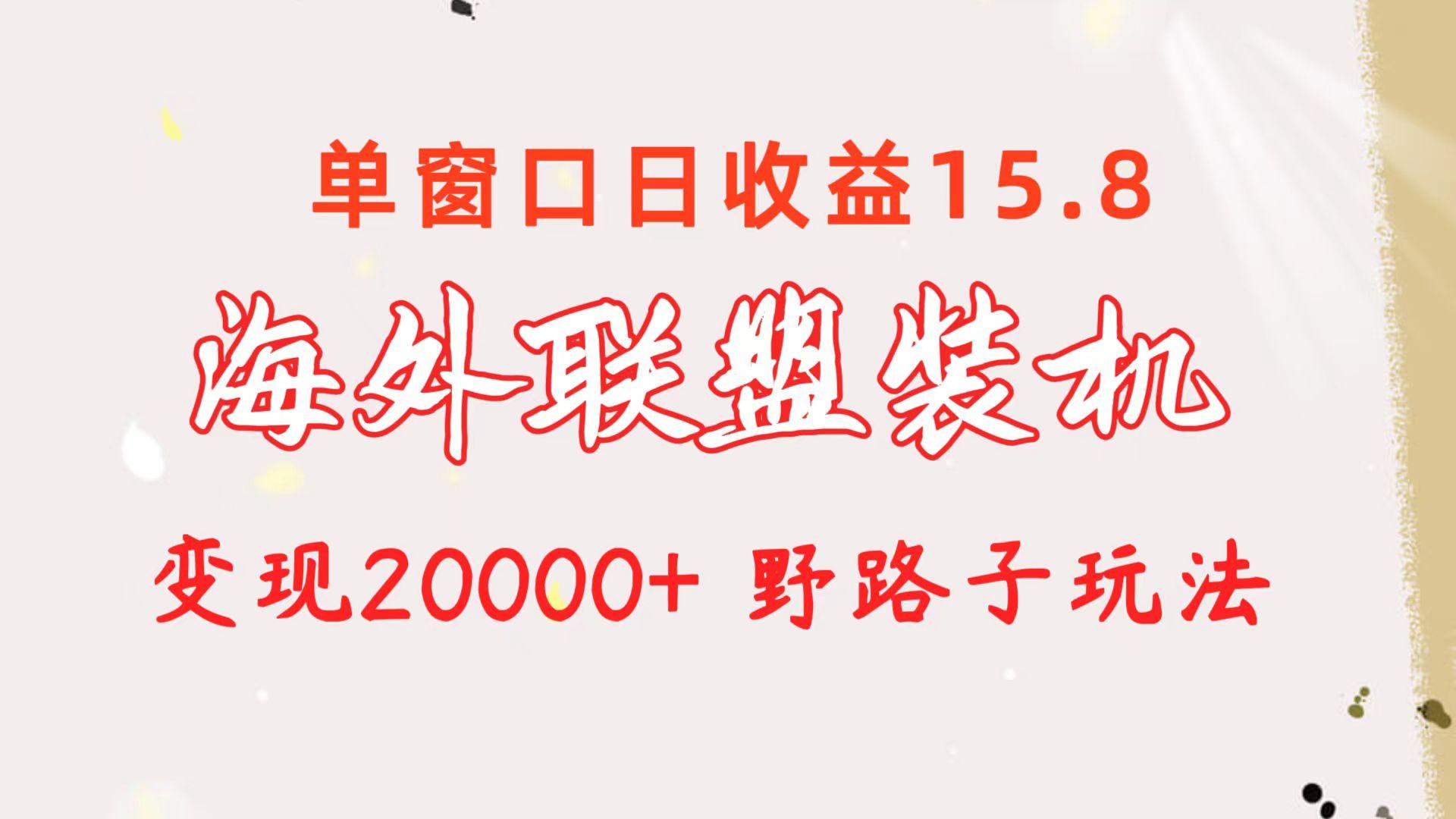 海外联盟装机 单窗口日收益15.8  变现20000+ 野路子玩法-资源宝库