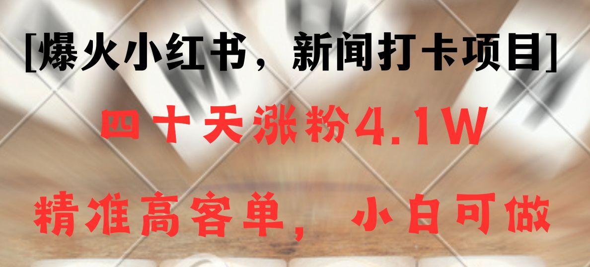 新闻打卡项目,小红书40天涨粉4.1w,高客单精准粉,变现能力超强-资源宝库