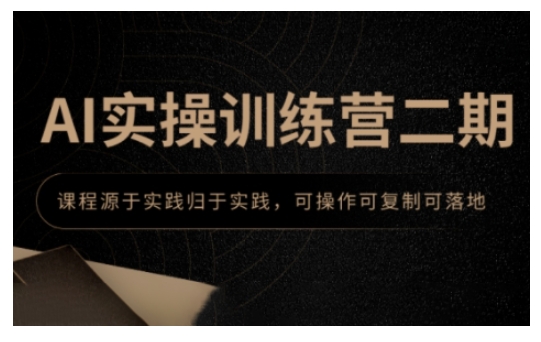 AI实操训练营二期，课程源于实践归于实践，可操作可复制可落地-资源宝库