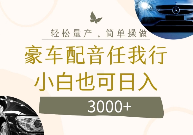 不为人知的暴力小项目，豪车配音，日入几张【揭秘】-资源宝库
