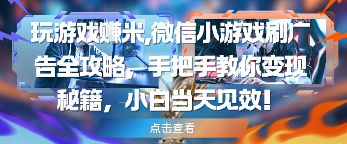 玩游戏挣米,微信小游戏刷广告全攻略,手把手教你变现秘籍,小白当天见效-资源宝库