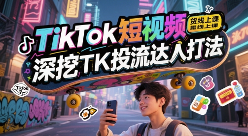 TikTok短视频带货线上课,深挖TK投流达人打法-资源宝库