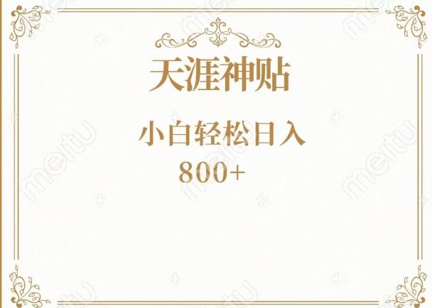 神级项目！天涯神贴再现江湖！小白轻松入手，三个月变现10w+-资源宝库