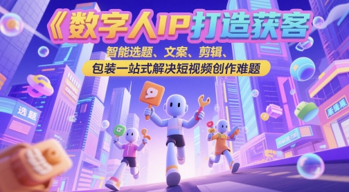 数字人IP打造获客变现实操课，智能选题、文案、剪辑、包装一站式解决短视频创作难题-资源宝库