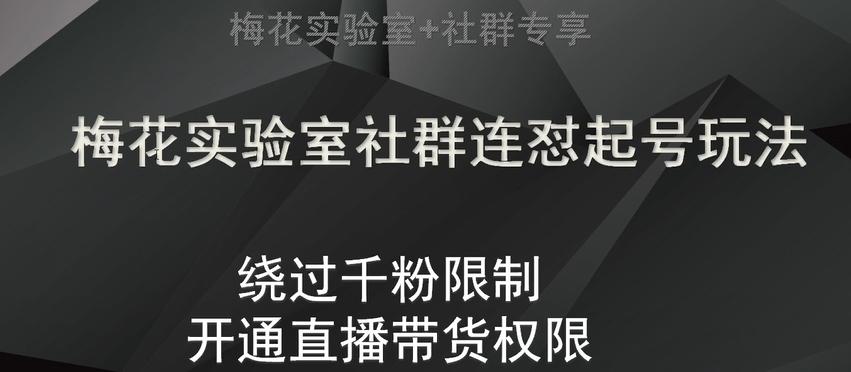 梅花实验室社群连怼起号玩法，视频号绕过千粉限制，开通直播带货权限【揭秘】-资源宝库