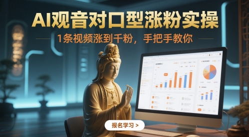 AI观音对口型涨粉实操,1条视频涨到千粉,手把手教你-资源宝库