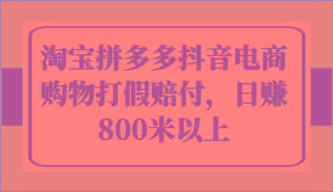 淘宝拼多多抖音电商购物打假赔付，日赚800米以上-资源宝库