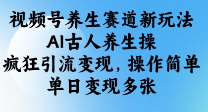 视频号养生赛道新玩法,AI古人养生操,疯狂引流变现,操作简单,单日变现多张-资源宝库