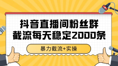 抖音直播间粉丝群暴力截流,一台电脑每天稳定2000条数据【揭秘】-资源宝库