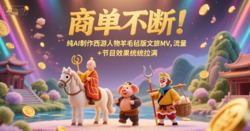 商单不断!纯AI制作西游人物羊毛毡版文旅MV,流量+节目效果统统拉满-资源宝库