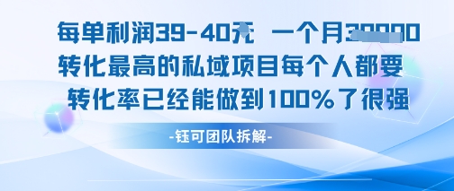 每单利润40一个月7k+转化最高的私域项目，每个人都要的产品转化率已经能做到100%-资源宝库