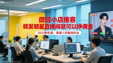 微信小店推客，转发明星直播间就可以挣佣金，2025新机遇，普通人的最佳机会-资源宝库