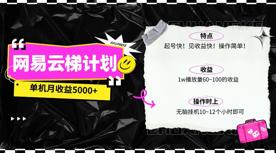 (10063期)最新网易云梯计划网页版，单机月收益5000+！可放大操作-资源宝库