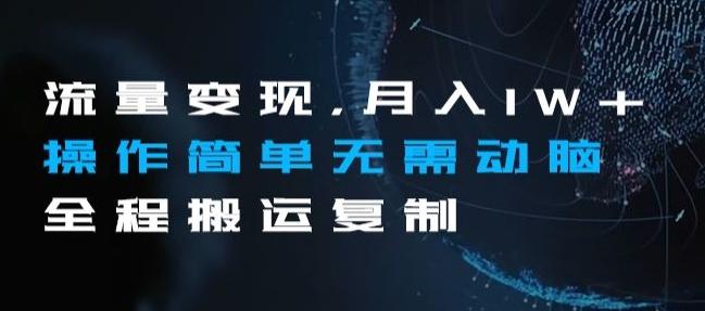 流量变现，月入1W+操作简单无需动脑全程搬运复制【揭秘】-资源宝库