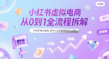 小红书虚拟电商从0到1全流程拆解，手把手教你复制，新手小白也能轻松月入过W-资源宝库