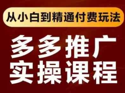 拼多多推广实操课程,从小白到精通付费玩法-资源宝库