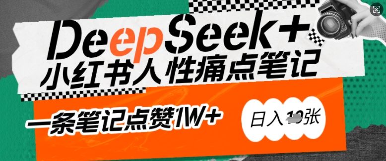 AI赋能小红书爆款秘籍：用DeepSeek轻松抓人性痛点，小白也能写出点赞破万的吸金笔记，日入多张-资源宝库