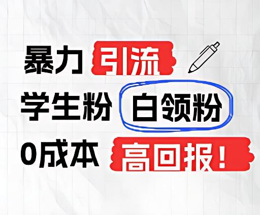 暴力引流学生粉白领粉,吊打以往垃圾玩法,0成本,高回报-资源宝库