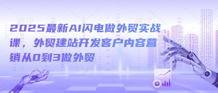 2025最新AI闪电做外贸实战课,外贸建站开发客户内容营销从0到3做外贸-资源宝库