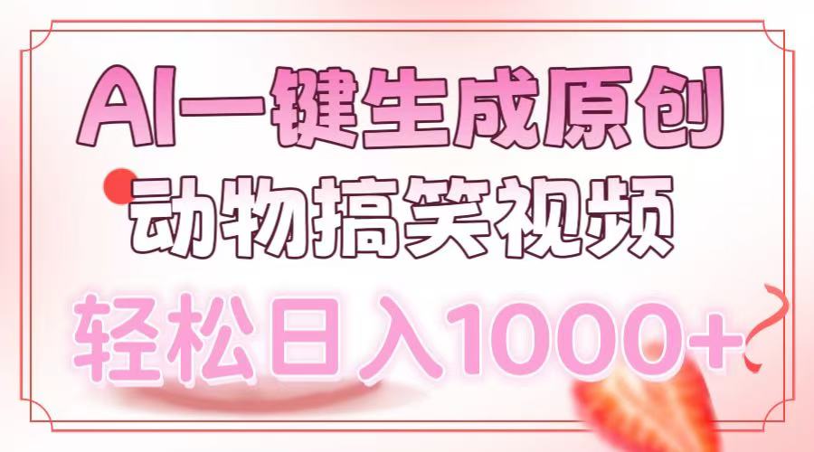 AI一键生成原创动物搞笑视频，轻松日入1000+-资源宝库
