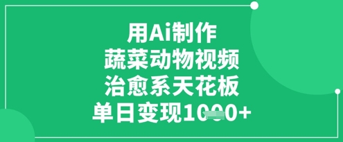 用Ai制作蔬菜动物视频,治愈系天花板,单日变现1k-资源宝库