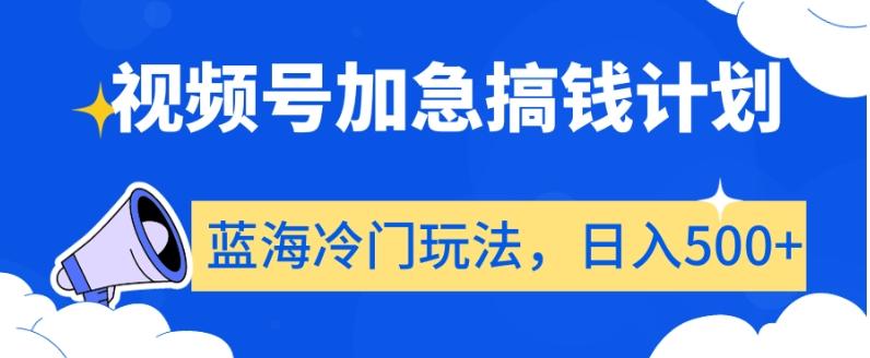 视频号加急搞钱计划，蓝海冷门玩法，日入500+【揭秘】-资源宝库