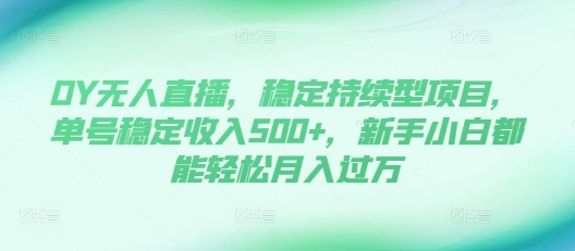 DY无人直播，稳定持续型项目，单号稳定收入500+，新手小白都能轻松月入过万【揭秘】-资源宝库