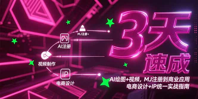 3天速成AI绘图+视频，MJ注册到商业应用，电商设计+IP统一实战指南-资源宝库