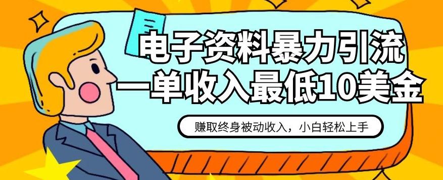 电子资料暴力引流，一单最低10美金，赚取终身被动收入，保姆级教程【揭秘】-资源宝库